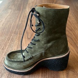 Rag & Bone platform leather suede boots in green